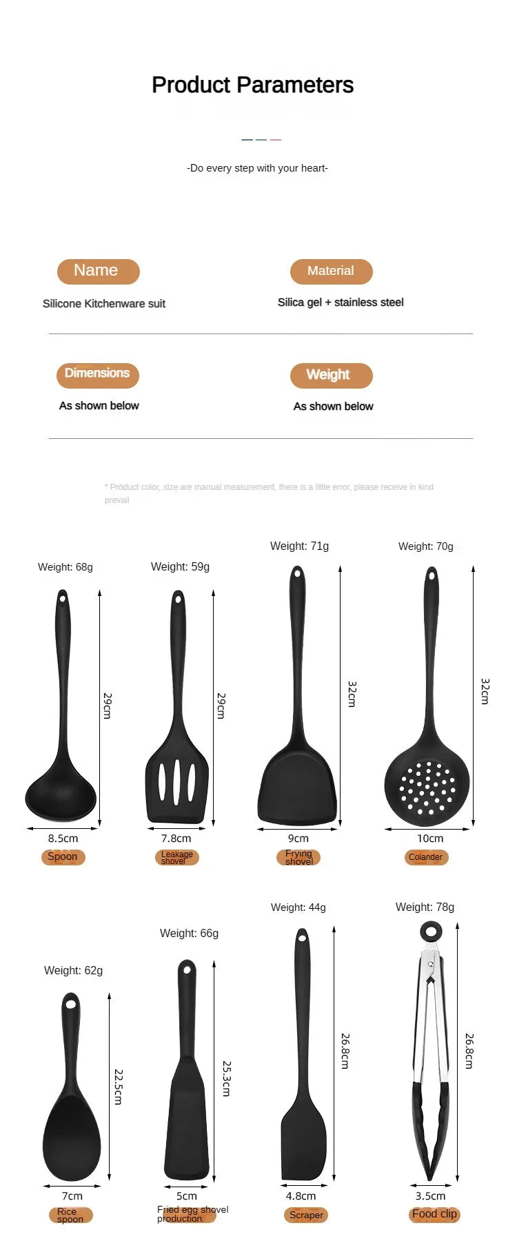 1/10PCS Food-Grade Silicone Kitchen Tools Set